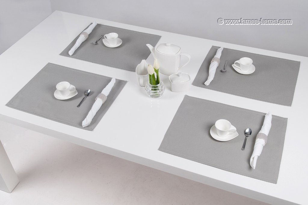 Tischset in Grau aus 100% Baumwolle. Platzset, Platzdeckchen.Lemos-Home ®